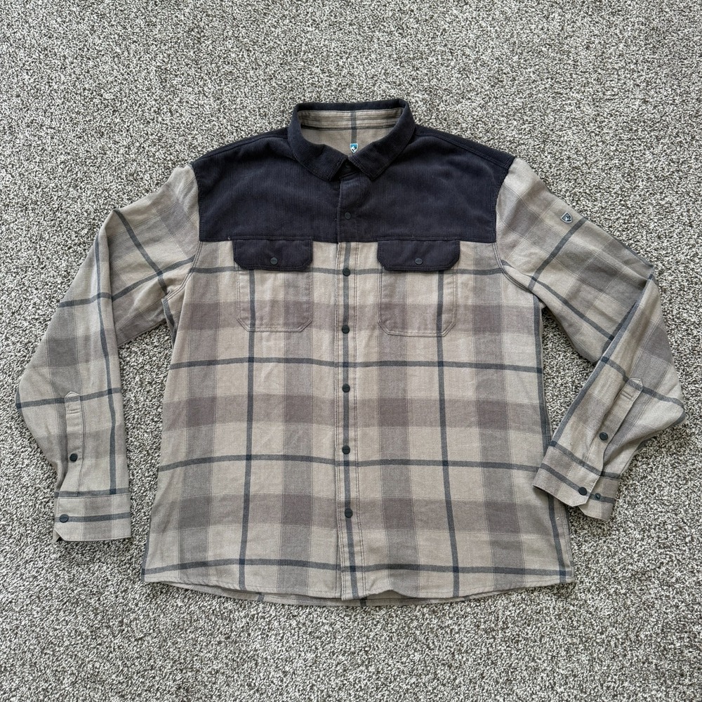 KÜHL Mens Inquisitor Long Sleeve Corduroy Shirt Flannel Plaid XL Style 7471